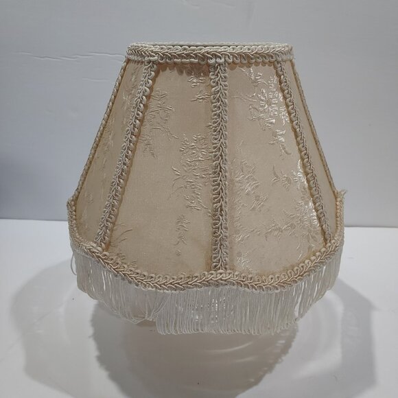 Cream Boudoir Lamp Shade with Tassel Bottom Frindge1960's 7 Inches Tall - Picture 7 of 16